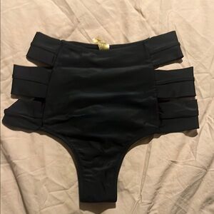 Black High-Waisted Cutout Bottoms